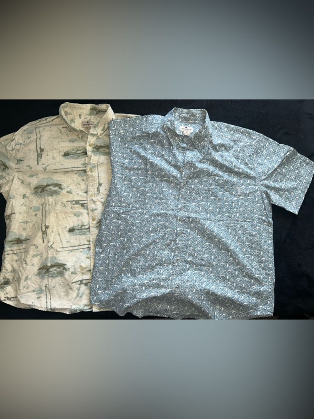 Woolrich Men’s XL All Over Fish Bundle of 2 Short Sleeve Button-Down Shirts